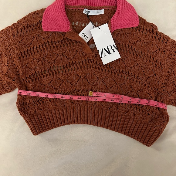 New ZARA POINTELLE KNIT CROP TOP - M - Picture 2 of 6